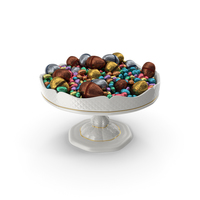 Fancy Porcelain Bowl with Mixed Wrapped Easter Chocolate Eggs PNG & PSD Images