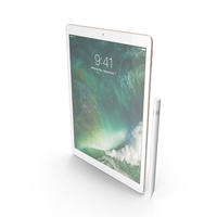 iPad Pro 12.9 (2017) Gold with Pencil PNG & PSD Images