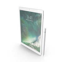 iPad Pro 12.9 (2017) Silver with Pencil PNG & PSD Images