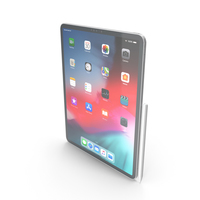 iPad Pro 12.9 (2018) Silver With Pencil PNG & PSD Images