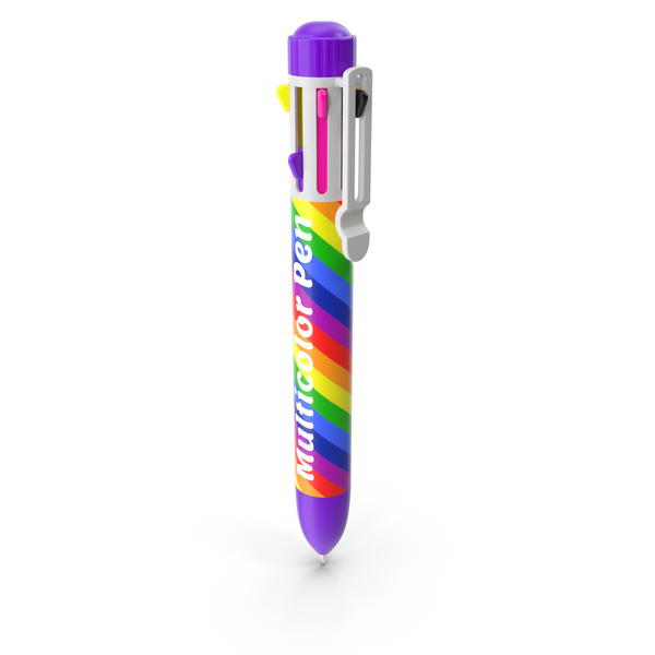 Rainbow Multicolor Retractable Ballpoint Pen PNG & PSD Images