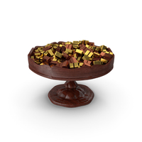Fancy Wooden Bowl With Wrapped Chocolate Squares PNG & PSD Images