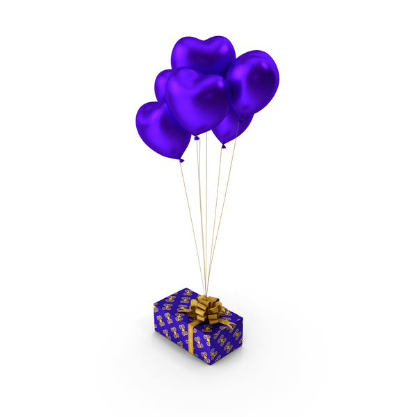 Giftbox Blue Heart Balloons PNG & PSD Images