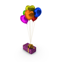Gift box Multicoloured Heart Balloons PNG & PSD Images