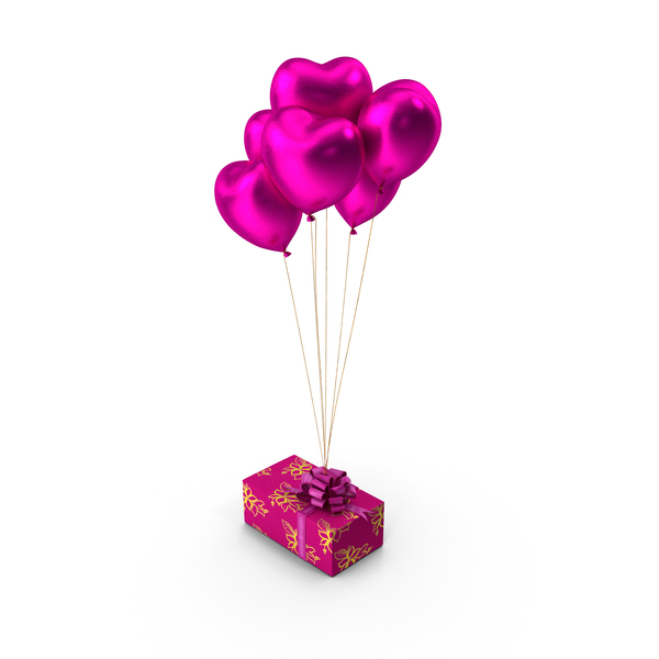 Gift Box Pink Heart Balloons PNG & PSD Images