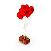 Giftbox Red Heart balloons PNG & PSD Images