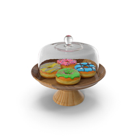 Cake Stand Wooden with Donuts PNG & PSD Images