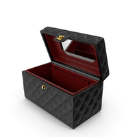 Chanel Vintage Black Quilted Cosmetic Bag Train Case Open PNG & PSD Images
