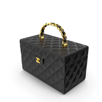 Chanel Vintage Black Quilted Lambskin Cosmetic Bag Train Case PNG & PSD Images