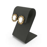 Gold Round Pearls Earrings with Curved Top Display PNG & PSD Images
