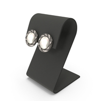 Silver Round Pearls Earrings with Curved Top Display PNG & PSD Images
