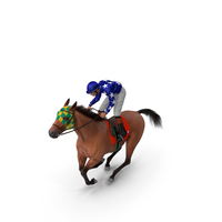 Gallop Bay Racing Horse with Jockey Fur PNG & PSD Images