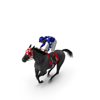 Gallop Black Racing Horse with Jokey Fur PNG & PSD Images