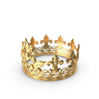 Golden King Crown with Royal Lily and Diamonds PNG & PSD Images