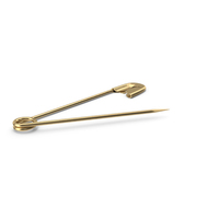 Golden Safety Pin Opened PNG & PSD Images