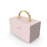 Vintage Pink Quilted Cosmetic Bag Train Case PNG & PSD Images