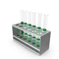 Rack with Half Green Test Tubes PNG & PSD Images