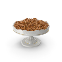 Fancy Porcelain Bowl With Mini Pretzel Rings With Sesame PNG & PSD Images