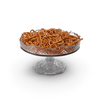 Fancy Crystal Bowl with Mixed Pretzel Snacks PNG & PSD Images