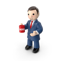 Cartoon Businessman with Tea Cup PNG & PSD Images