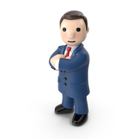 Cartoon Businessman with Arms Crossed PNG & PSD Images