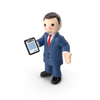 Cartoon Businessman with Pad PNG & PSD Images