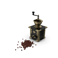 Antique Coffee Grinder with Coffee Beans PNG & PSD Images