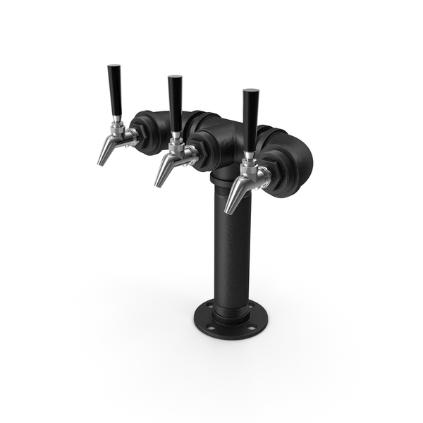 Black Iron Pipe Beer Tower Triple Tap PNG & PSD Images