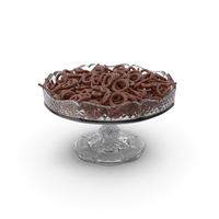 Fancy Crystal Bowl with Mixed Chocolate Covered Pretzels PNG & PSD Images