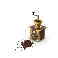 Vintage Coffee Grinder with Coffee Beans PNG & PSD Images