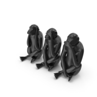 Black Monkey Statues Set Sculpture PNG & PSD Images