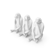 White Monkey Statues Set Sculpture PNG & PSD Images