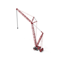 Liebherr LR 1600 2 Crawler Crane 01 Boom and Luffing Jib 49m Red with White Cabin PNG & PSD Images