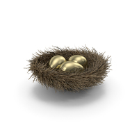 Nest with 3 Gold Eggs PNG & PSD Images