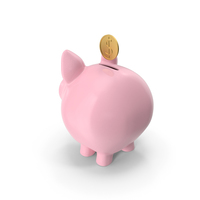 Pink Piggy Bank with Coin PNG & PSD Images