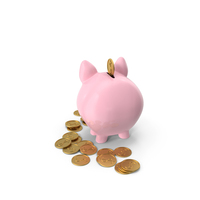 Pink Piggy Bank with Gold Coins PNG & PSD Images