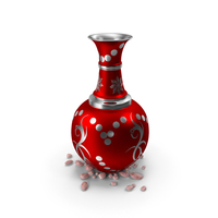 Pot Red Painted Steel With Stones PNG & PSD Images