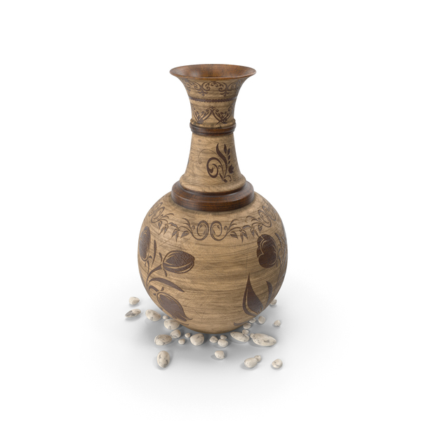 Pot Wooden With Stones PNG & PSD Images