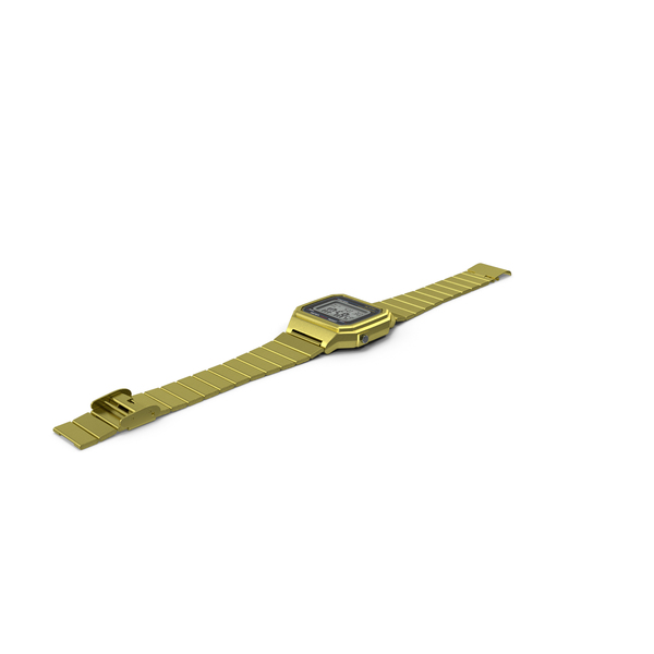 Golden Classic Electronic Watch PNG & PSD Images