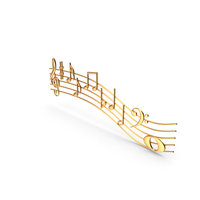 Golden Music Notes Waves PNG & PSD Images