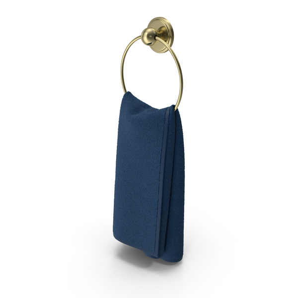 Gold Towel Ring with Blue Towel PNG & PSD Images