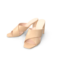Women's Shoes Mules Beige Crocodile Leather PNG & PSD Images