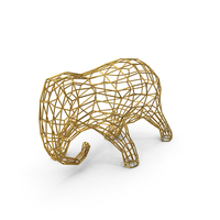 Golden Wire Elephant Sculpture PNG & PSD Images