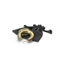 Black Fabric Bag with Ribbon and Gold Earrings Hoops PNG & PSD Images