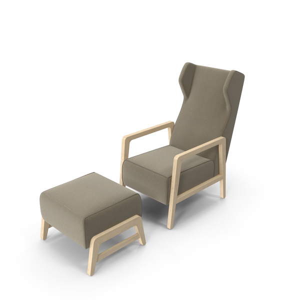 Wingback Chair And Footrest PNG & PSD Images