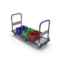 Market Service Cart with Crates PNG & PSD Images