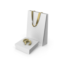 Set of White Gift Boxes with Earrings a Fabric Bag and Shopping Bag PNG & PSD Images