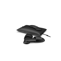 Set of Black Silk Pillow, a Sleep Mask and Slippers PNG & PSD Images