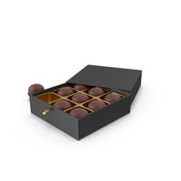 Chocolate Candies with Black Gift Box PNG & PSD Images