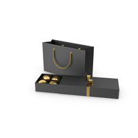 Black Gift Box with Chocolate and Paper Bag PNG & PSD Images